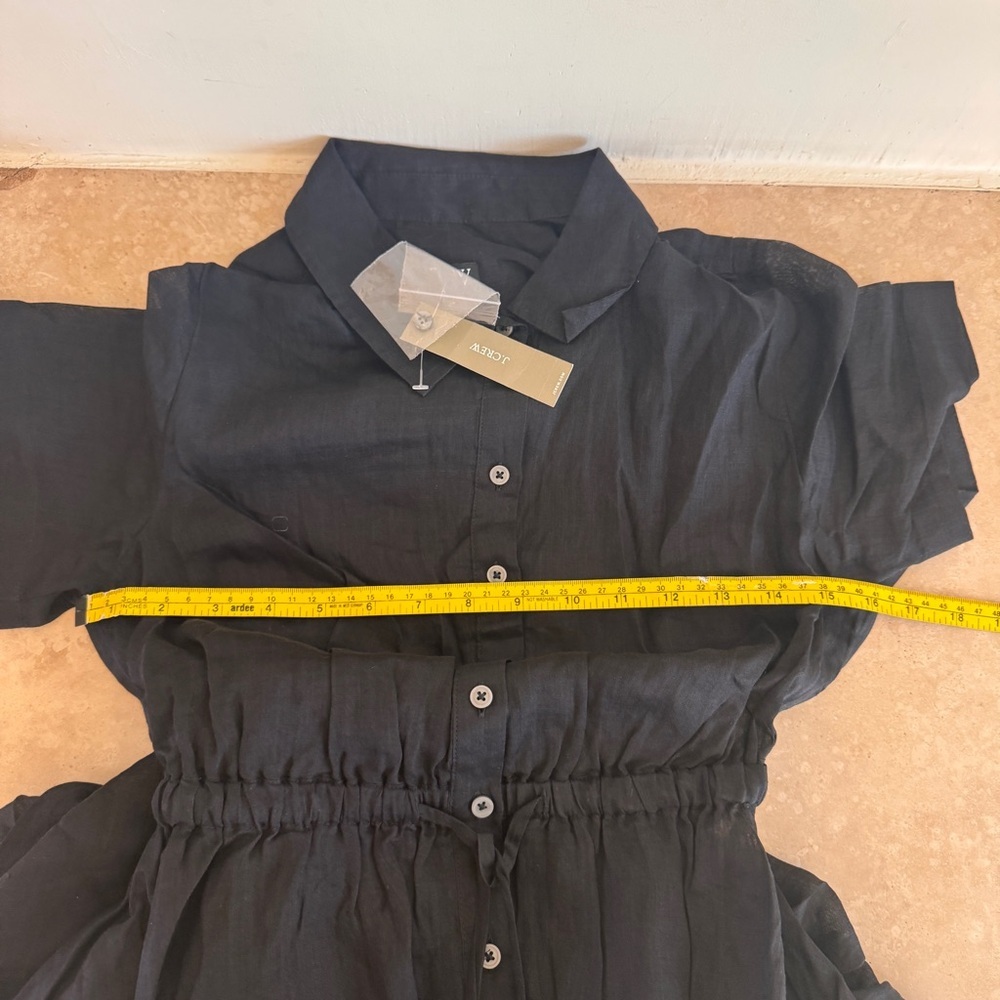 J Crew Black Cerise Shirt Dress in Cotton Ramie Womens Size 2P - Picture 5 of 13